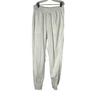 Faherty Women's Arlie Lightweight White Linen Blend Jogger Pants Small S Pockets